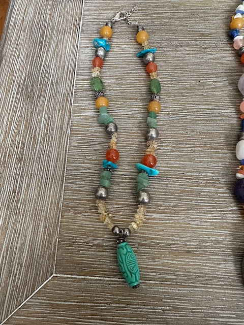 Turqouise, Jade, and Sterling Accents Necklace